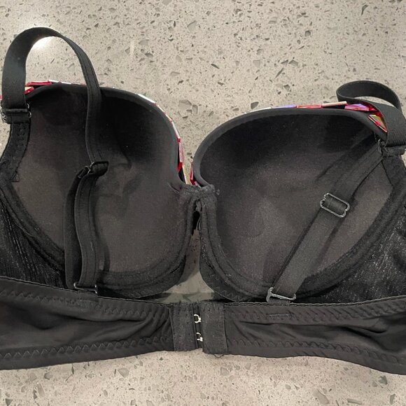 Lydia Rhinestone Embellished Red and Black Bra (Raves, Costume) - Picture 2 of 5